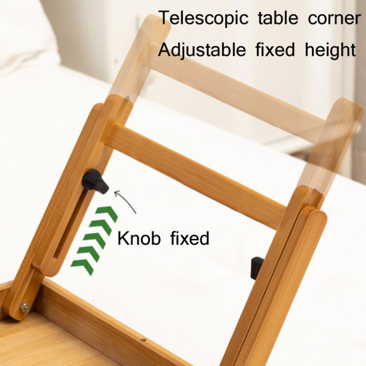 BowLift | 741ZDDNZ Bed Usage Folding Height Adjustable Laptop Table Dorm Study Table, Specification: Classic Tea Color 64cm Thickness Bamboo