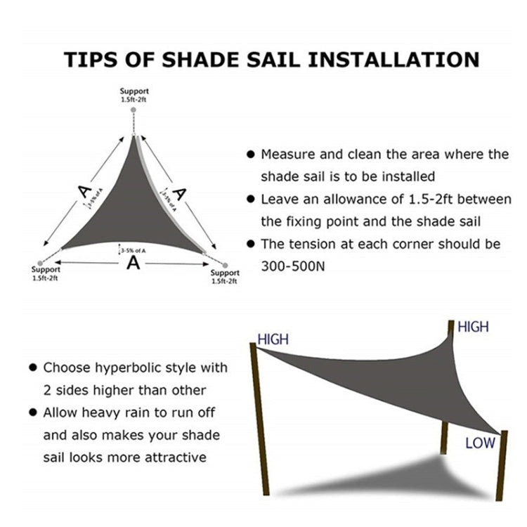BowLift | Triangular Outdoor Garden Sun Shade Sail Waterproof Anti-UV Awning, Size: 3m x 3m x 4.3m (Lake Blue)
