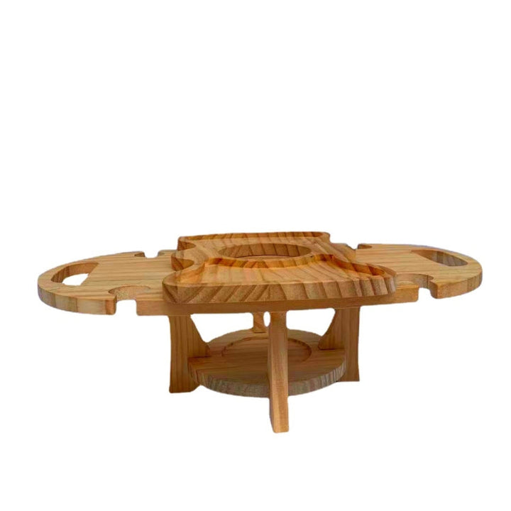 BowLift | Outdoor Picnic Table Wood Folding Wine Cooler (Wood Color)