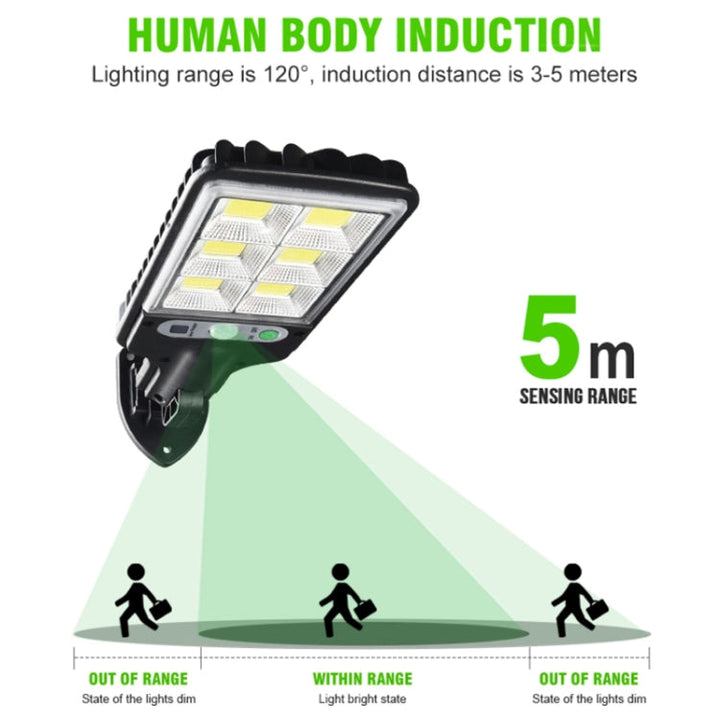 BowLift | Solar Street Lighting LED Body Detection Garden Light, Specification: 616B-72 COB with Remote Control