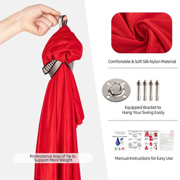 BowLift | Children Elastic Hammock Indoor Outdoor Swing, Size: 1.5x2.8m (Red)
