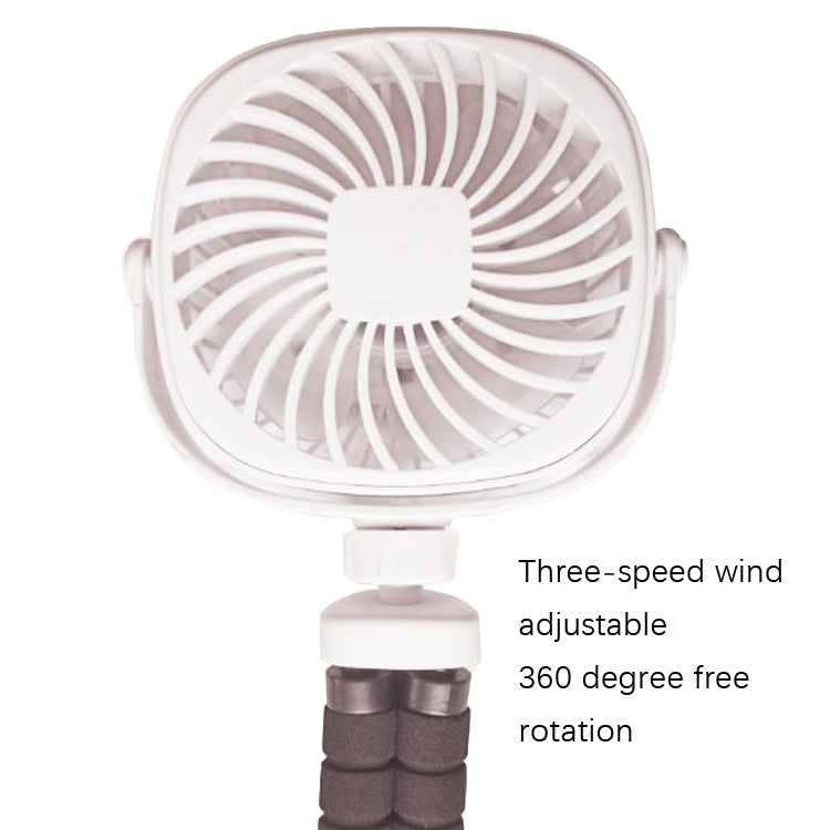 Octopus Stroller Deformation Fan Desktop Portable Handheld USB Small Fan, Colour: 1200mAh White | Bowlift