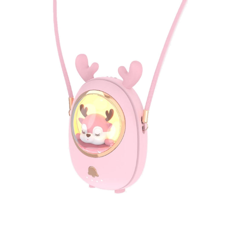 Star Pet Hanging Neck Fan USB Hand-Held Silent Luminous Fan(Pink) | Bowlift