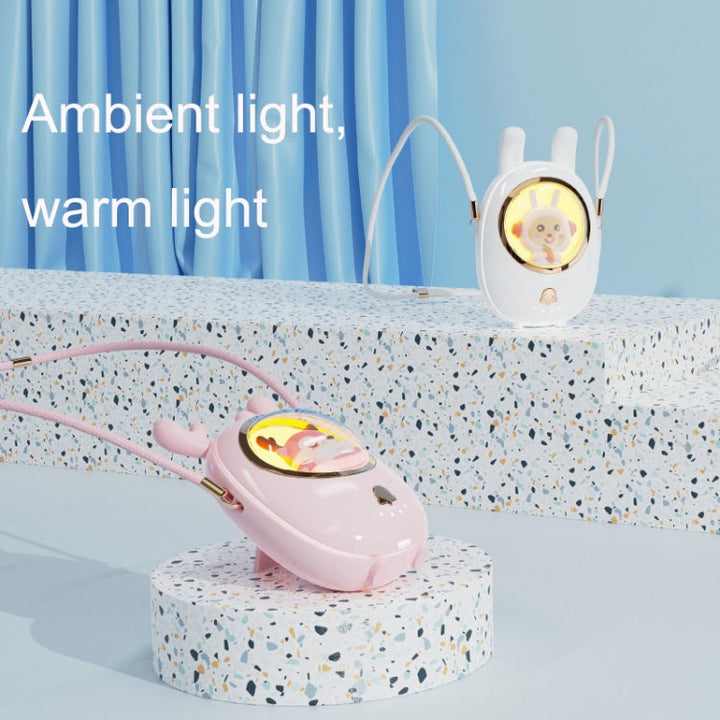 Star Pet Hanging Neck Fan USB Hand-Held Silent Luminous Fan(Pink) | Bowlift
