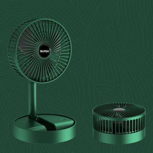 Portable Folding Fan  Retractable Floor Standing Fan,Style: Rechargeable (Green) | Bowlift