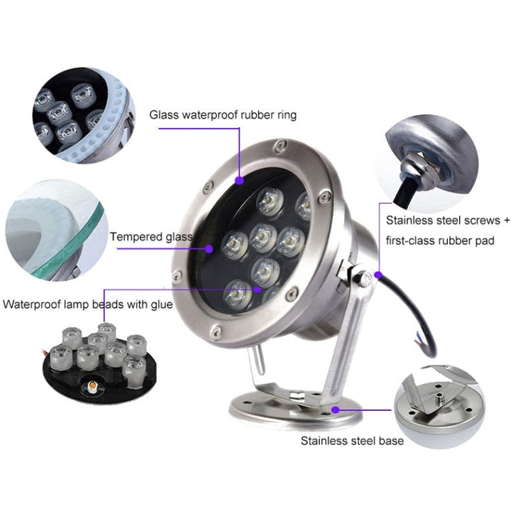 BowLift | LED underwater light pool fish pond fountain waterproof landscape light 18W (warm white)