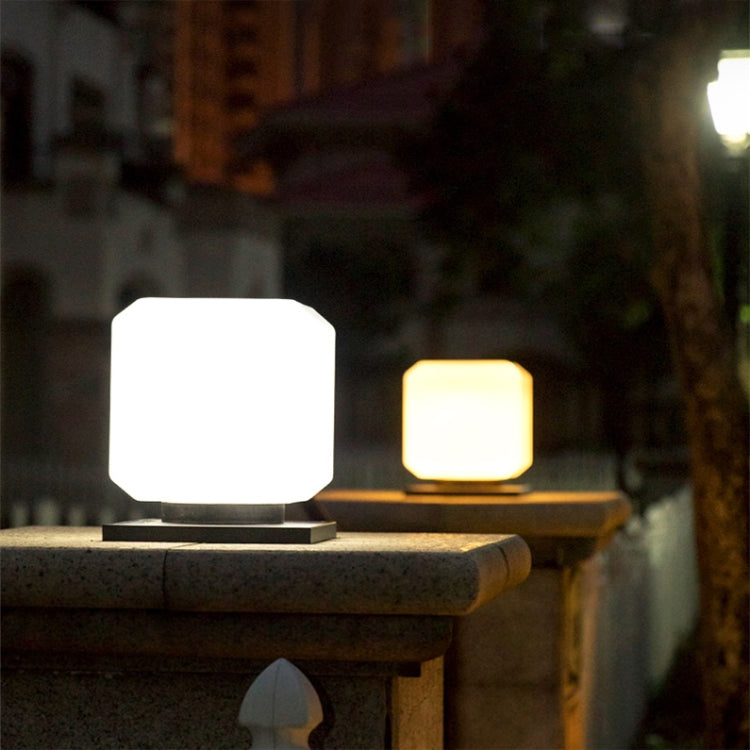 BowLift | 003 Solar Square Outdoor Post Light LED Waterproof Wall Lights, Size: 20 cm (Tricolor Light)