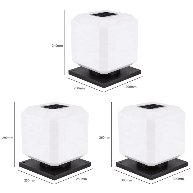 BowLift | 003 Solar Square Outdoor Post Light LED Waterproof Wall Lights, Size: 20 cm (Tricolor Light)