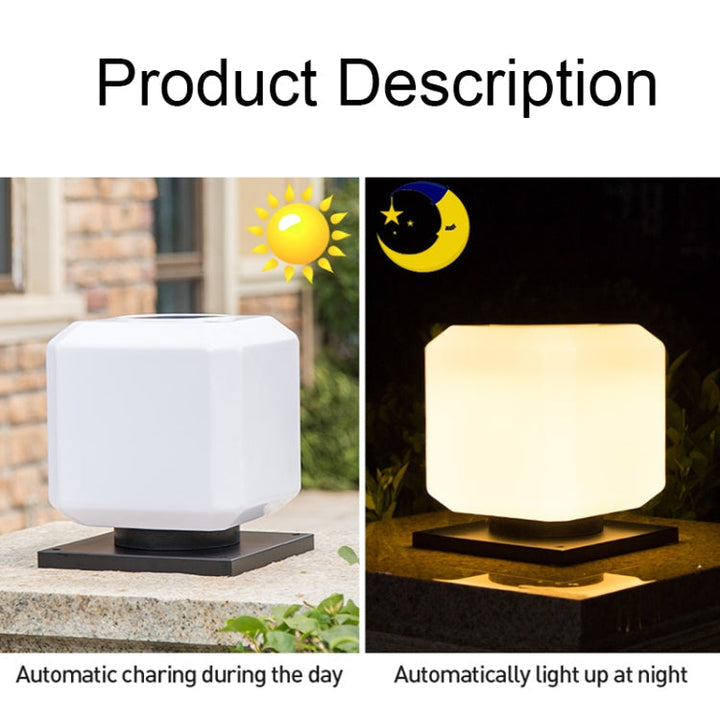 BowLift | 003 Solar Square Outdoor Post Light LED Waterproof Wall Lights, Size: 20 cm (Tricolor Light)