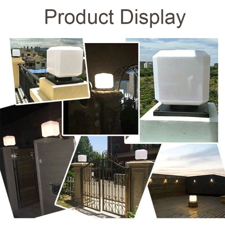 BowLift | 003 Solar Square Outdoor Post Light LED Waterproof Wall Lights, Size: 20 cm (Tricolor Light)