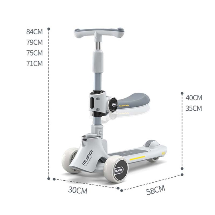 BowLift | MIJIAQI 01 3 In 1 Multifunctional Foldable Kids Scooter with Music and Lights, Spec: Pink Seat