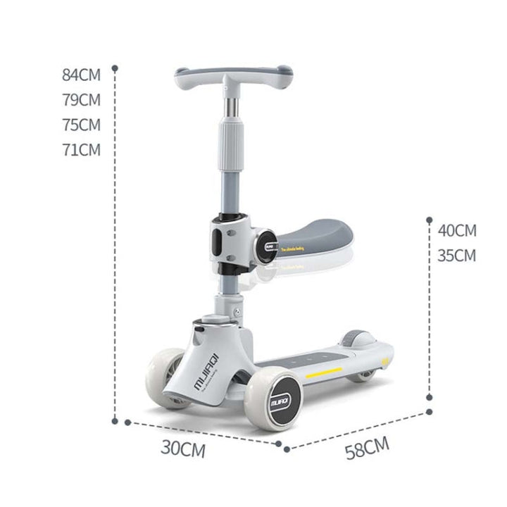 BowLift | MIJIAQI 01 3 In 1 Multifunctional Foldable Kids Scooter with Music and Lights, Spec: Pink Seat