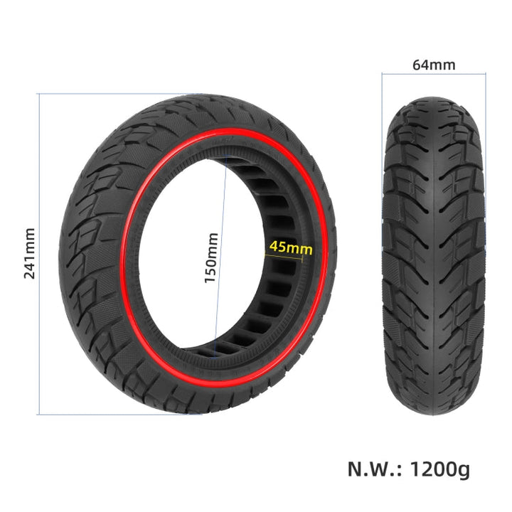 BowLift | For Ninebot Max G30 10 X 2.5 Inch (60/70-6.5) Scooter Solid Rubber Tire Red Line