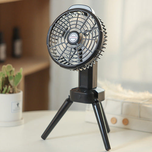 Outdoor Camping USB Charging Fan Tent Swing Head Fan With Tripod LED Light(Black) | Bowlift