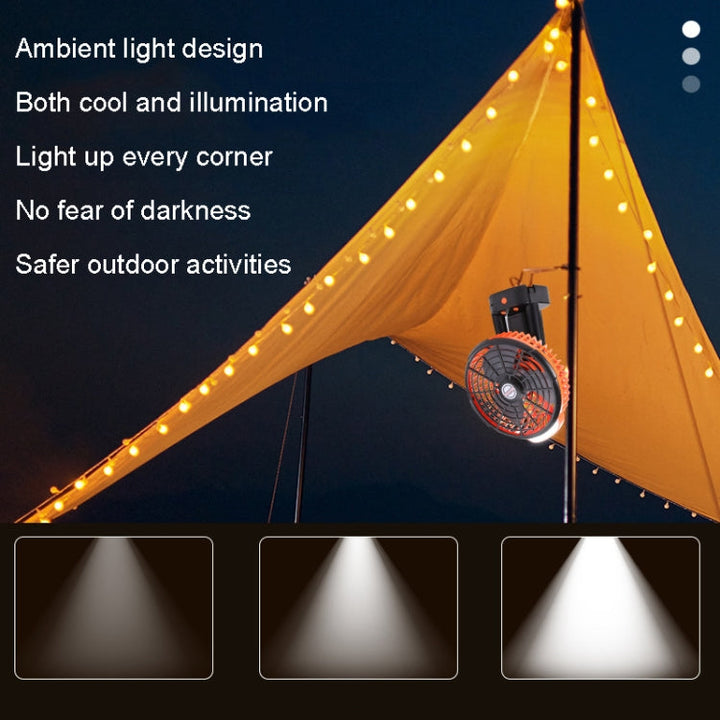 Outdoor Camping USB Charging Fan Tent Swing Head Fan With Tripod LED Light(Black) | Bowlift