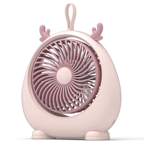 Dormitory Portable Animal Ear Desktop Electric Fan, Style: Charging Version Pink | Bowlift