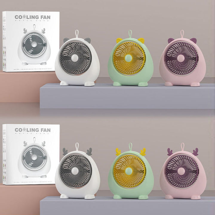 Dormitory Portable Animal Ear Desktop Electric Fan, Style: Charging Version Pink | Bowlift
