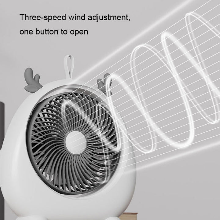 Dormitory Portable Animal Ear Desktop Electric Fan, Style: Charging Version Pink | Bowlift
