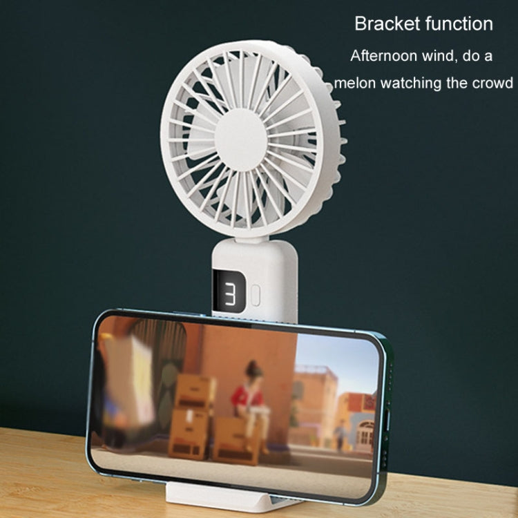 Portable Digital Display Hanging Neck Mute Small Fan USB Charging Handheld Foldable Fan(Blue) | Bowlift