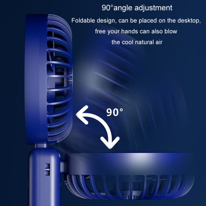 Portable Digital Display Hanging Neck Mute Small Fan USB Charging Handheld Foldable Fan(Blue) | Bowlift