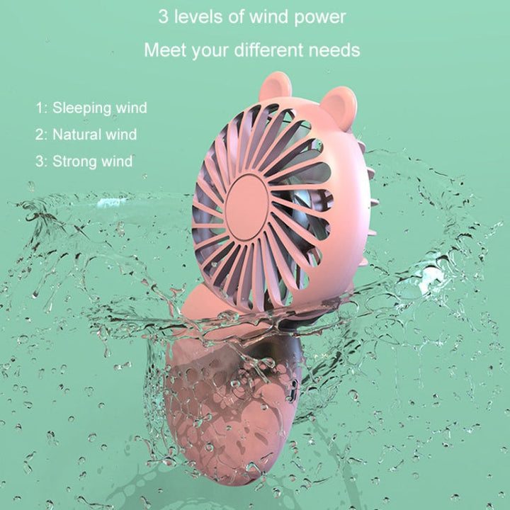 Summer Cartoon Pocket Handheld Stand Fan Rechargeable Silent Mini Fan(Green) | Bowlift