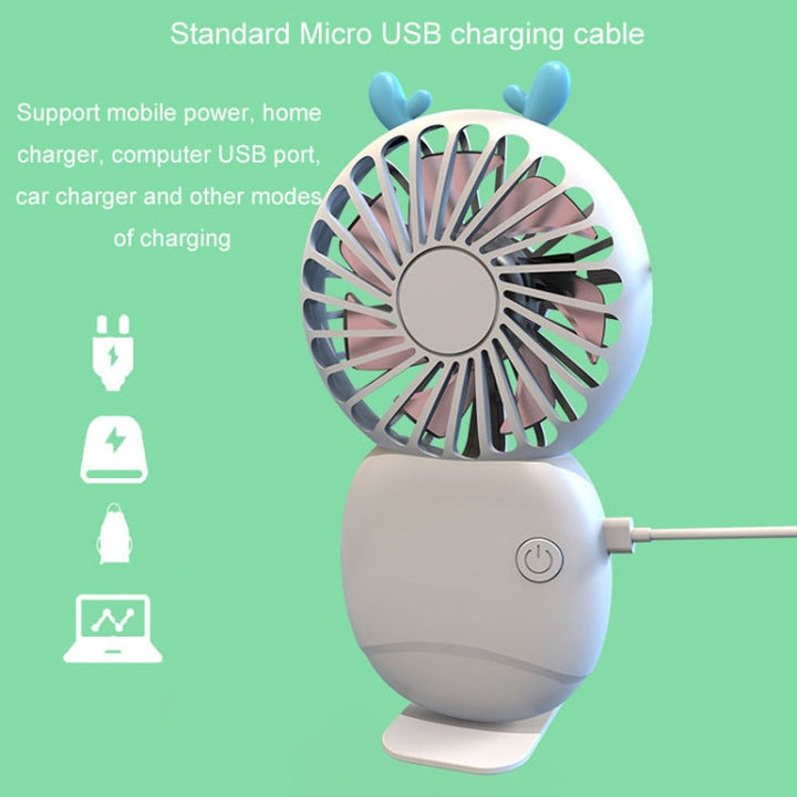Summer Cartoon Pocket Handheld Stand Fan Rechargeable Silent Mini Fan(Green) | Bowlift