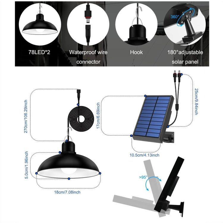 BowLift | IP65 Waterproof Outdoor Solar LED Pendant Light Indoor Lighting, Specification: Double White Light with Remote Control