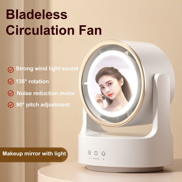 3 In 1 Multifunctional Desktop Fan with LED Light Cosmetic Mirror Rechargeable Oscillating | Bowlift