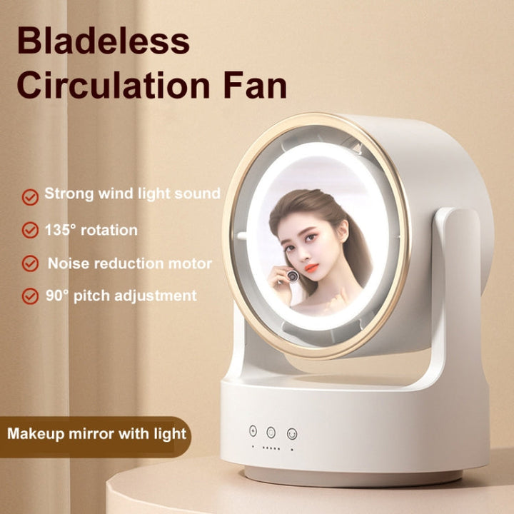 3 In 1 Multifunctional Desktop Fan with LED Light Cosmetic Mirror USB Plug Non-Oscillating | Bowlift