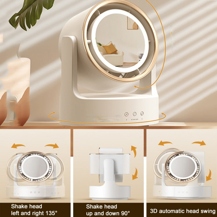 3 In 1 Multifunctional Desktop Fan with LED Light Cosmetic Mirror USB Plug Non-Oscillating | Bowlift