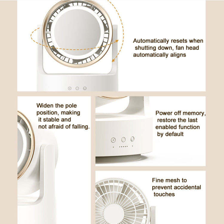 3 In 1 Multifunctional Desktop Fan with LED Light Cosmetic Mirror USB Plug Non-Oscillating | Bowlift