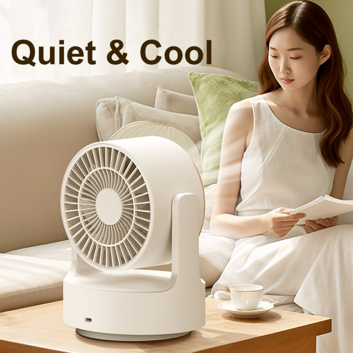 3 In 1 Multifunctional Desktop Fan with LED Light Cosmetic Mirror Rechargeable Oscillating | Bowlift