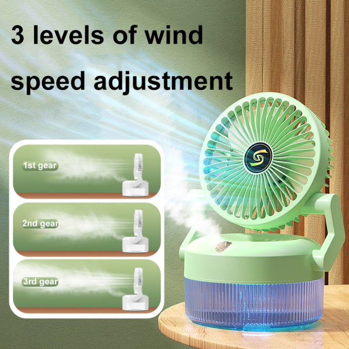 USB Charging Folding Desktop Spray Humidification Fan with Night Light(Green) | Bowlift