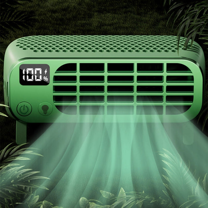 USB Charging Digital Display Portable Bladeless Outdoor Mini Night Light Fan(Green) | Bowlift