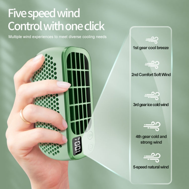 USB Charging Digital Display Portable Bladeless Outdoor Mini Night Light Fan(Green) | Bowlift