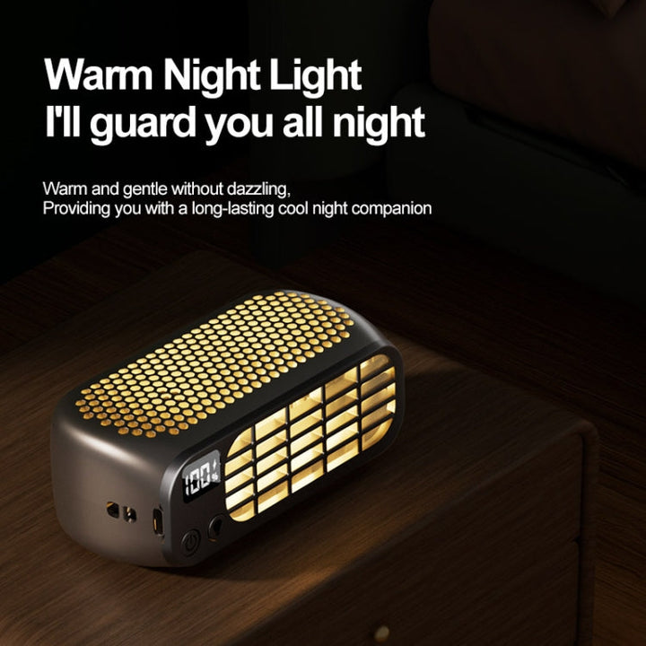 USB Charging Digital Display Portable Bladeless Outdoor Mini Night Light Fan(Green) | Bowlift