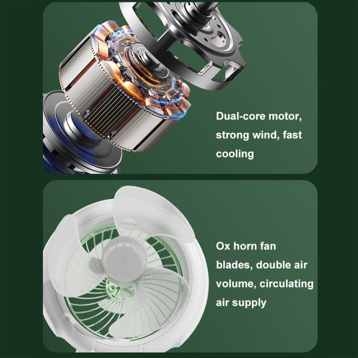 Night Light Desktop Folding Fan Outdoor Camping Hanging Mini Fan, Color: Green Upgraded | Bowlift