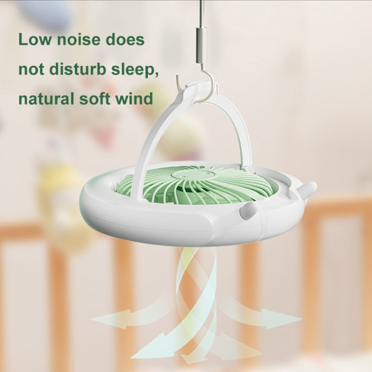 Night Light Desktop Folding Fan Outdoor Camping Hanging Mini Fan, Color: Green Upgraded | Bowlift
