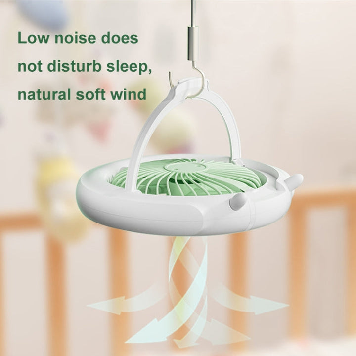 Night Light Desktop Folding Fan Outdoor Camping Hanging Mini Fan, Color: Green Upgraded | Bowlift