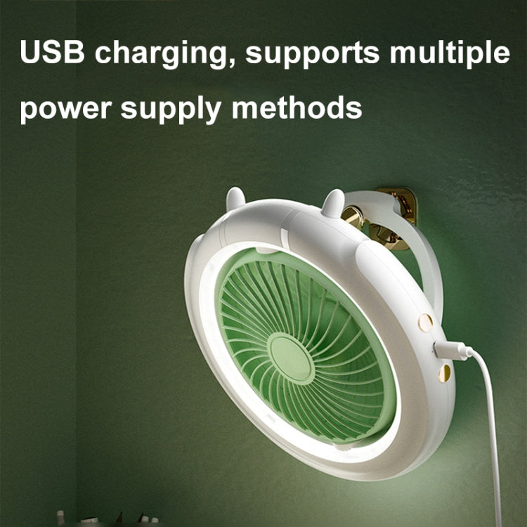 Night Light Desktop Folding Fan Outdoor Camping Hanging Mini Fan, Color: Green Upgraded | Bowlift