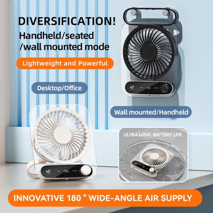 199-speed Desktop wall-mounted Fan With Handle & Light Built-in  Aromatherapy Cotton(Clear Black) | Bowlift