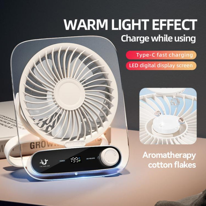 199-speed Desktop wall-mounted Fan With Handle & Light Built-in  Aromatherapy Cotton(Clear Black) | Bowlift