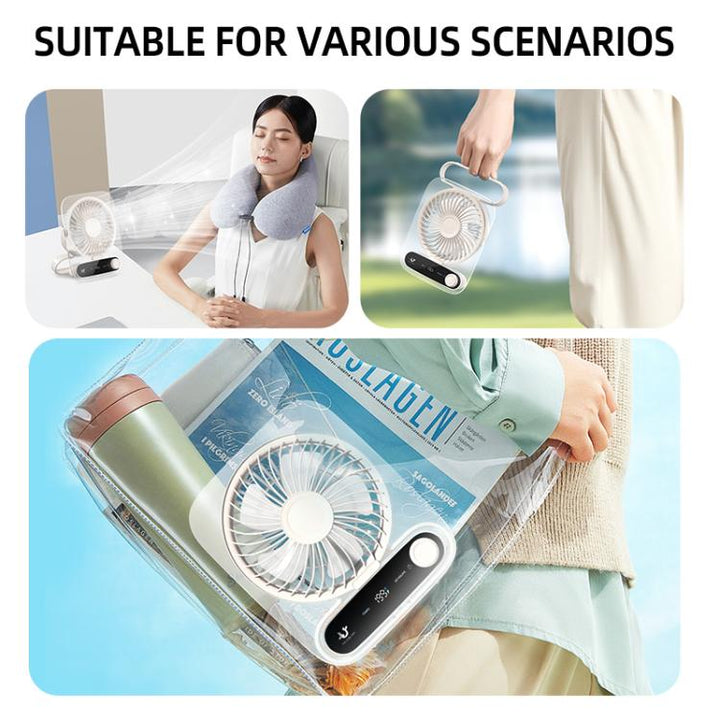 199-speed Desktop wall-mounted Fan With Handle & Light Built-in  Aromatherapy Cotton(Clear Black) | Bowlift