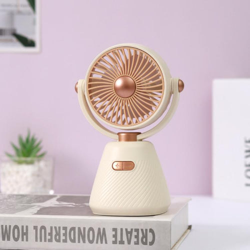 Desktop 100-speed Mini Student Bedroom Fan Portable USB Rechargeable Desktop Small Fan(Beige) | Bowlift