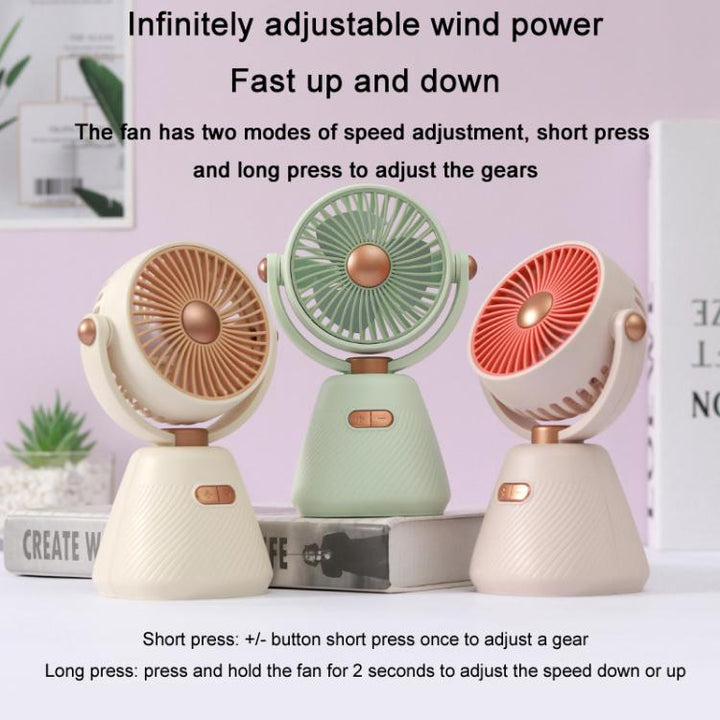 Desktop 100-speed Mini Student Bedroom Fan Portable USB Rechargeable Desktop Small Fan(Beige) | Bowlift