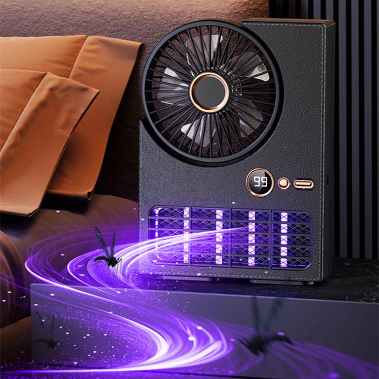 2-in-1 Household Electric Fan Mosquito Killer Lamp LED Digita lDesktop Fan, Color: Plug-in Black | Bowlift
