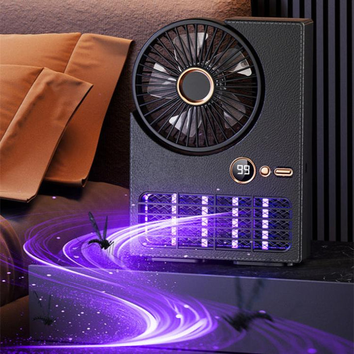 2-in-1 Household Electric Fan Mosquito Killer Lamp LED Digita lDesktop Fan, Color: Plug-in Black | Bowlift