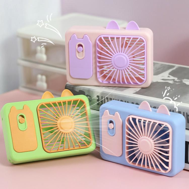 Cute Cartoon Kitten Camera Handheld Large Wind Rechargeable Fan With Stand Desktop Fan(Pink) | Bowlift