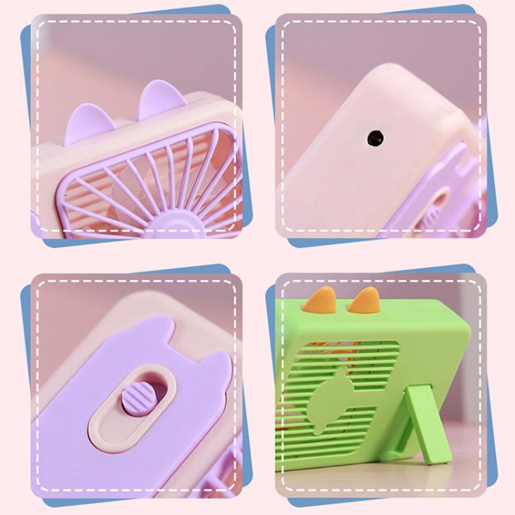 Cute Cartoon Kitten Camera Handheld Large Wind Rechargeable Fan With Stand Desktop Fan(Pink) | Bowlift