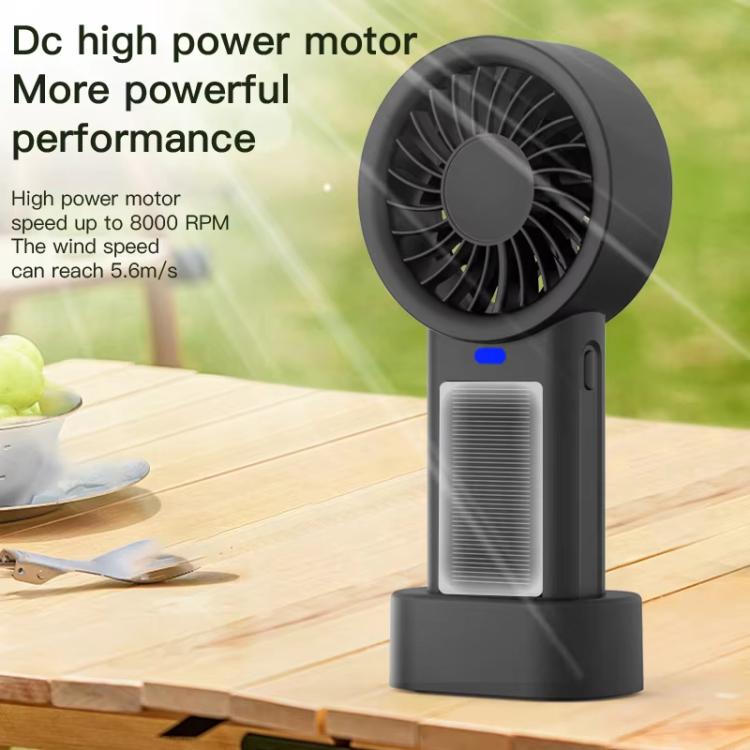 Solar Powered Handheld & Desk Fan with 5-Speed Turbo 12 Blades USB Type-C Fast Charging(Black) | Bowlift